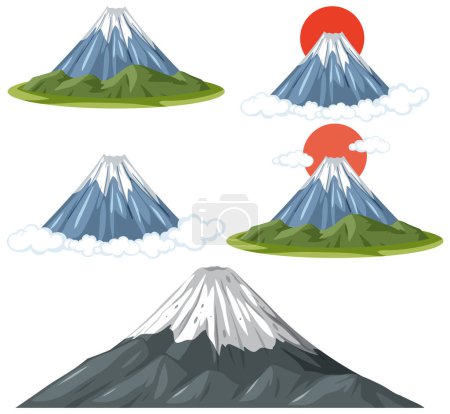 Téléchargez les illustrations : Ensemble d'illustration de dessin animé de montagne - en licence libre de droit