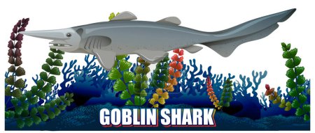 Téléchargez les illustrations : Requin Gobelin Illustration de la créature d'eau profonde - en licence libre de droit