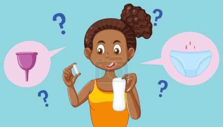 Téléchargez les illustrations : Adolescent fille éprouver première menstruation illustration - en licence libre de droit
