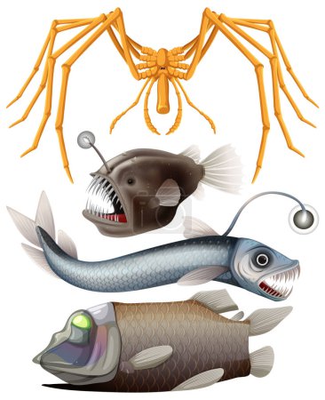 Téléchargez les illustrations : Illustration de l'ensemble vectoriel créature sous-marine - en licence libre de droit