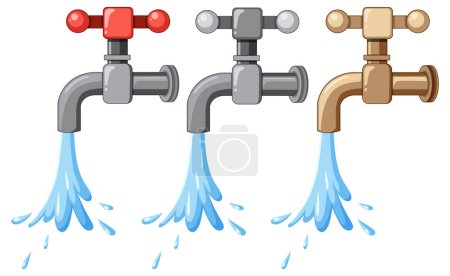 Téléchargez les illustrations : Illustration de différentes collections de robinets d'eau - en licence libre de droit