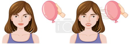 Illustration for Static electricity with balloon and hair illustration - Royalty Free Image