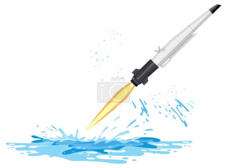 Illustration for Hypersonic missile launch from water illustration - Royalty Free Image