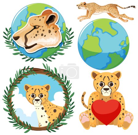 Illustration for Cheetah Icons Set for Graphic Design illustration - Royalty Free Image