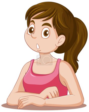Téléchargez les illustrations : Teen Girl Wearing Pink Illustration du haut - en licence libre de droit