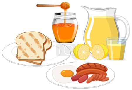 Téléchargez les illustrations : Illustration de la collection vectorielle de repas santé vibrante - en licence libre de droit
