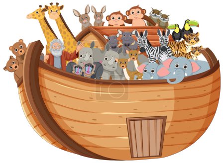 Illustration for Noah's Ark with Animals illustration - Royalty Free Image