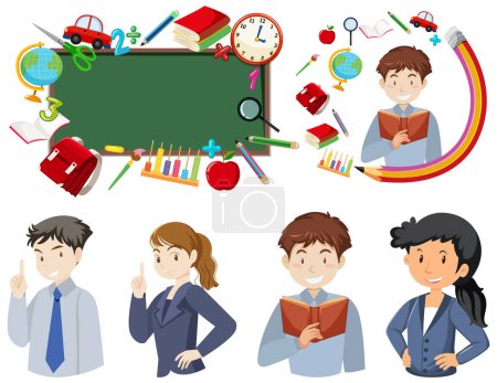Illustration for Set of teacher actoon character illustration - Royalty Free Image