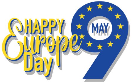 Téléchargez les illustrations : Conception vectorielle Happy Europe Day pour l'illustration de bannière ou d'affiche - en licence libre de droit