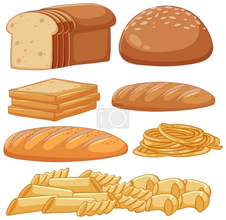 Illustration for Set of carbohydrates food illustration - Royalty Free Image