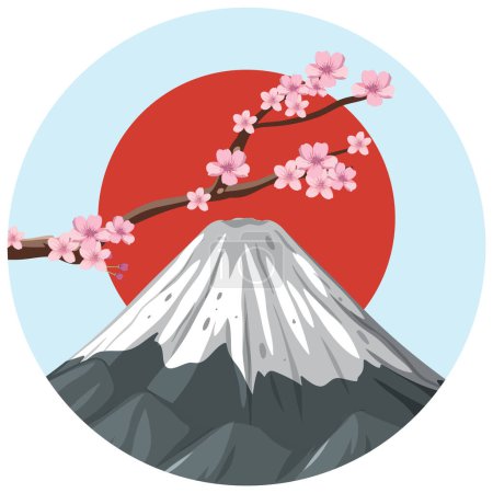 Téléchargez les illustrations : Fujisan Iconic Symbol of Japan Vector Graphic illustration - en licence libre de droit