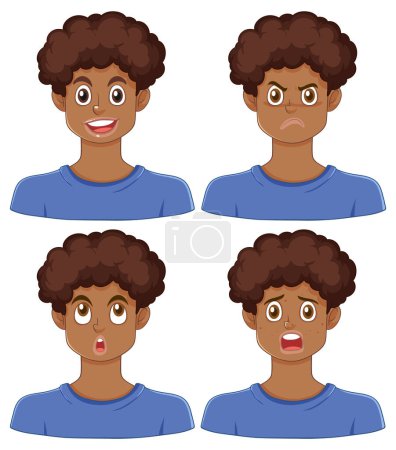 Illustration for Set of African Puberty Boys illustration - Royalty Free Image