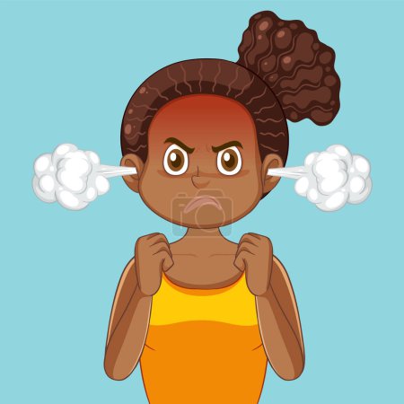 Illustration for African American Teen Girl Showing Anger illustration - Royalty Free Image