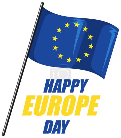 Ilustración de Diseño vectorial del Día de Europa feliz para la ilustración de pancartas o carteles - Imagen libre de derechos
