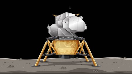 Illustration for Apollo 11 Lunar Module on Moon Surface illustration - Royalty Free Image