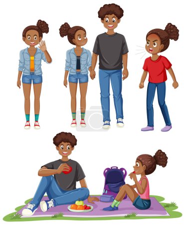 Illustration for Teenage Friendship Cartoon Character illustration - Royalty Free Image