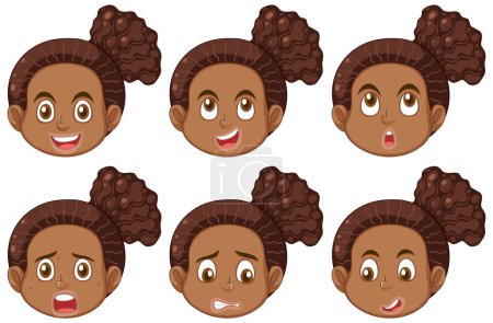 Illustration for Young African American Girl Face Expression illustration - Royalty Free Image