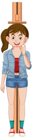 Illustration for Puberty Girl Measuring Height illustration - Royalty Free Image