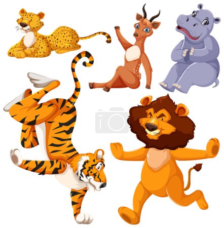Illustration for Set of cute animals cartoon character illustration - Royalty Free Image