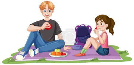 Illustration for Teenage Enjoying Picnic Outdoor Scene illustration - Royalty Free Image