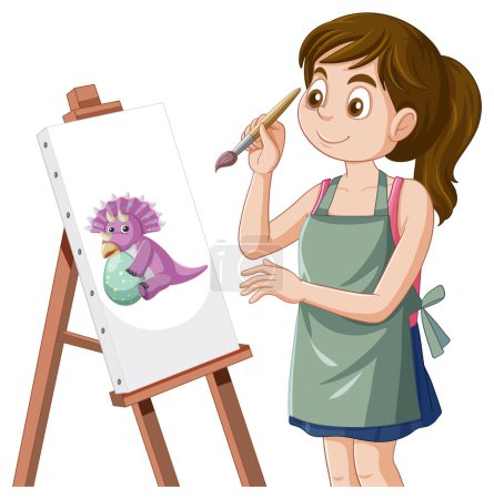 Illustration for Puberty Girl Drawing On Canvas illustration - Royalty Free Image