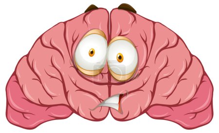 Téléchargez les illustrations : Caricature cerveau humain avec illustration de l'expression faciale - en licence libre de droit