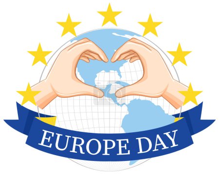 Illustration for Happy Europe Day Vector Design for Banner or Poster illustration - Royalty Free Image