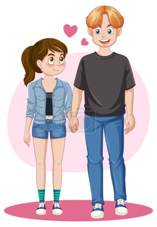 Illustration for A Teenage Couple Holding Hands Together illustration - Royalty Free Image