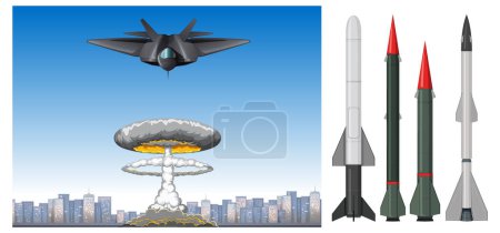 Illustration for Set of Military Missiles illustration - Royalty Free Image