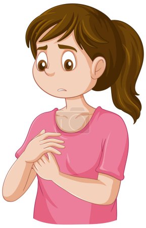 Téléchargez les illustrations : Douleur mammaire adolescente pendant la puberté illustration - en licence libre de droit
