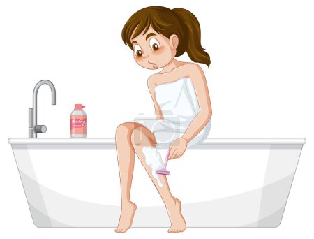 Ilustración de Adolescente chica afeitarse pierna pelo ilustración - Imagen libre de derechos