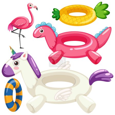 Illustration for Inflatable Ring In Summer Theme Collection illustration - Royalty Free Image
