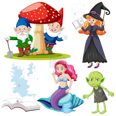 Illustration for Fairy Cartoon Character Vector Set illustration - Royalty Free Image
