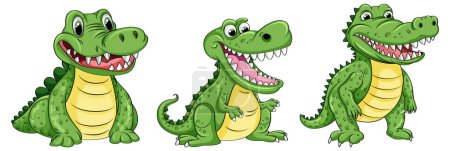Téléchargez les illustrations : Illustration drôle de personnage de crocodile de bande dessinée - en licence libre de droit