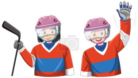 Téléchargez les illustrations : Illustration de Puberty Girls in a Hockey Outfit - en licence libre de droit