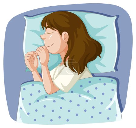 Illustration for A Girl Cozily Sleeping on a Pillow illustration - Royalty Free Image