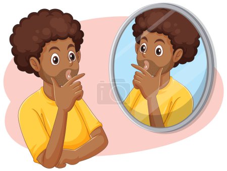 Illustration for Puberty Boy Experiencing First Facial Hair illustration - Royalty Free Image