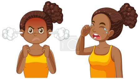 Illustration for Puberty Girl Experiencing Mood Swings illustration - Royalty Free Image