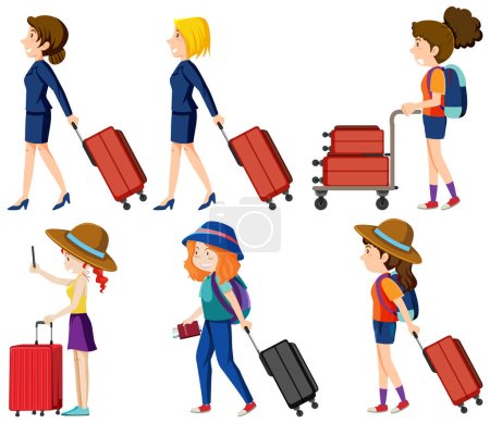 Playful Characters and Tourism Elements Vector Collection illustration