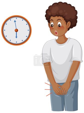 Illustration for Puberty Boy Adjusting to Morning Physical Changes illustration - Royalty Free Image
