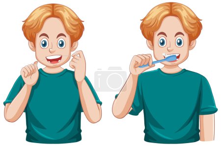 Illustration for Puberty Boy Caring for His Teeth illustration - Royalty Free Image