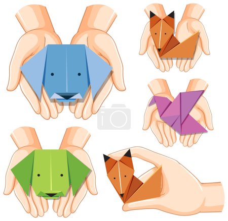 Téléchargez les illustrations : Jeu de mélange origami illustration en papier - en licence libre de droit