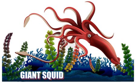 Illustration for Giant Squid Deep Sea Creature illustration - Royalty Free Image