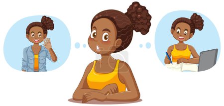 Ilustración de Afro-americana adolescente chica con pensamiento burbuja ilustración - Imagen libre de derechos