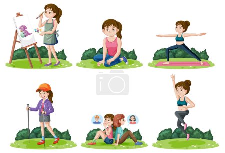 Ilustración de Conjunto de adolescente con ilustración de actividad al aire libre - Imagen libre de derechos