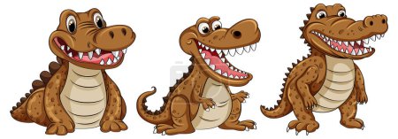Téléchargez les illustrations : Illustration drôle de personnage de crocodile de bande dessinée - en licence libre de droit