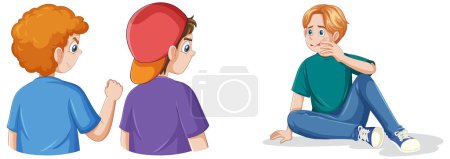 Illustration for A Teen Boy Being Bullied by Friends illustration - Royalty Free Image