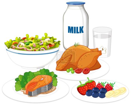Illustration for Vibrant Healthy Meal Vector Collection illustration - Royalty Free Image