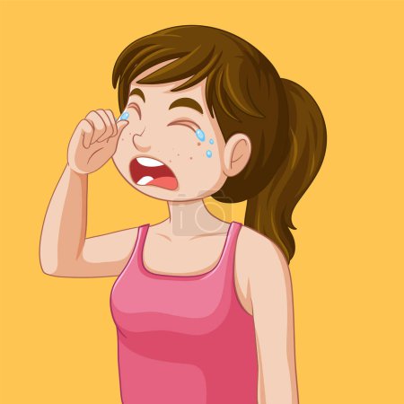 Illustration for A Girl Crying During Puberty illustration - Royalty Free Image