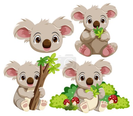 Téléchargez les illustrations : Jolie illustration de jeu de caractères koala ours dessin animé - en licence libre de droit